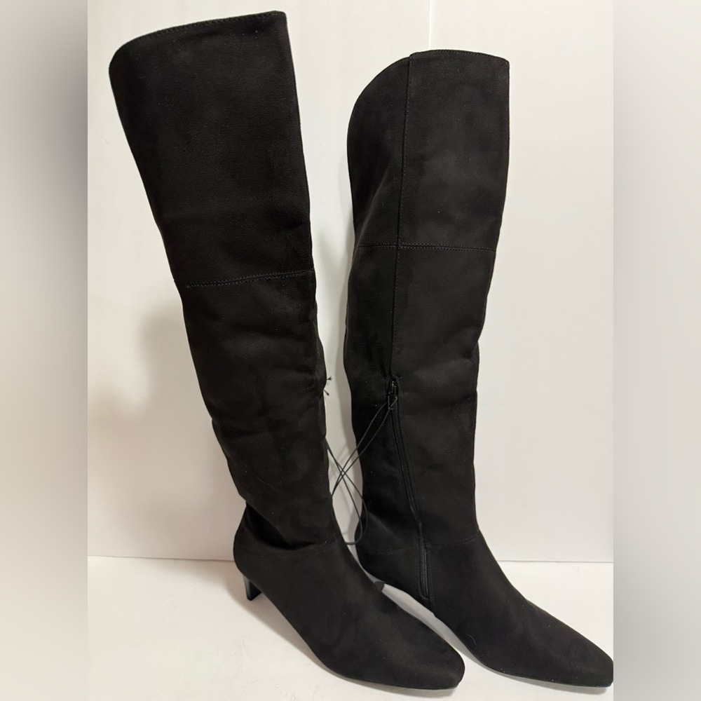 Worthington Womens 8.5M Black Over The Knee Faux Suede Boot Memory Foam NWT